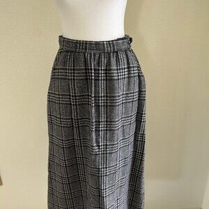 1980s Vintage Evan-Picone 100% Wool High-Waist Pleated Plaid Midi Skirt Union 12